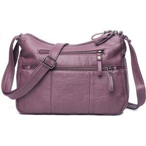 🆕 Volganik Rock PU Leather Shoulder Bag Women Pink Soft Pocketbooks Purse
